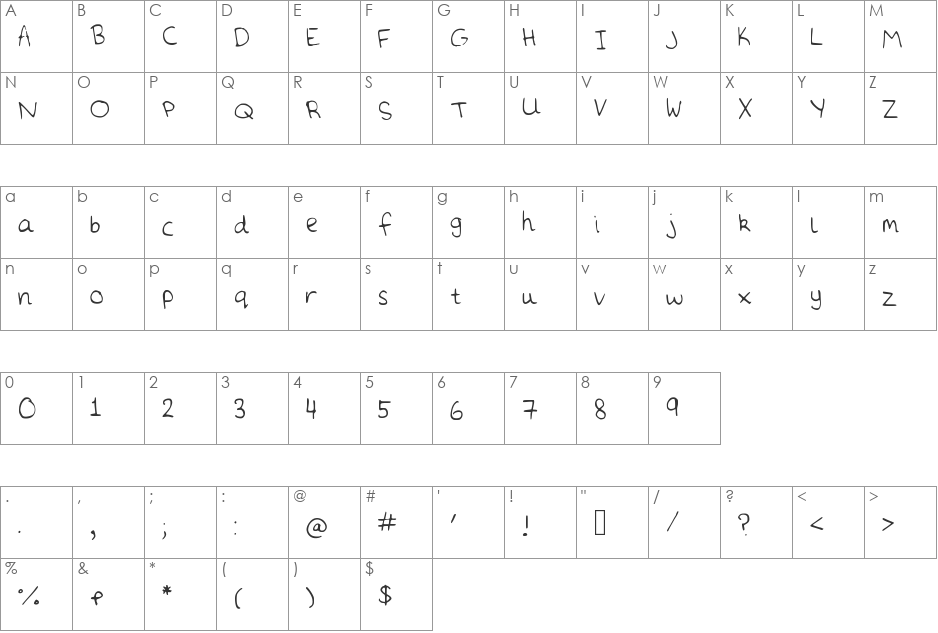 Daisies font character map preview