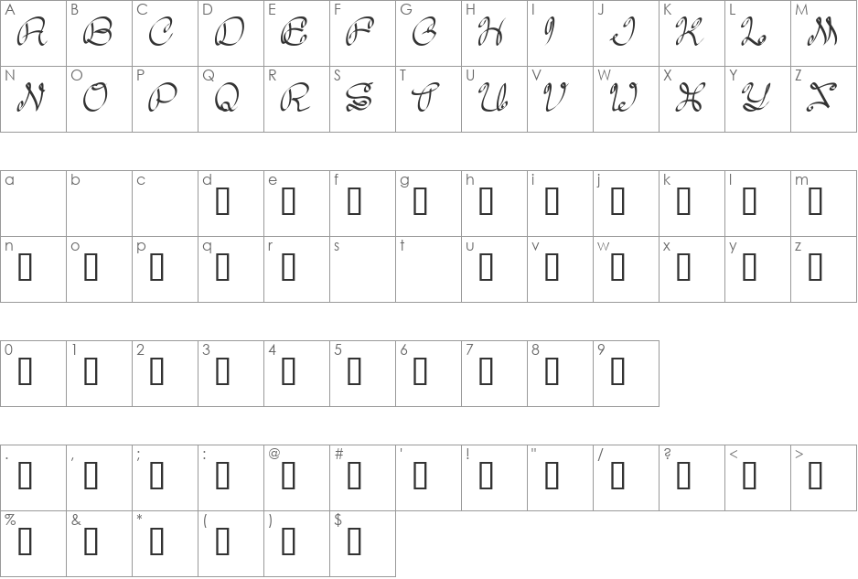 Daisy font character map preview