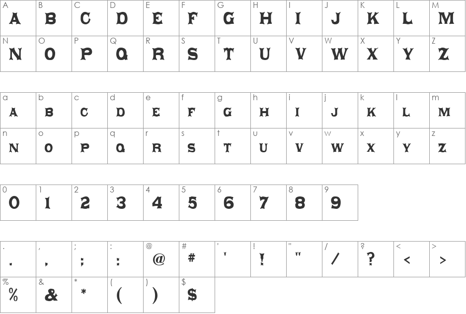 Daisy Regular font character map preview