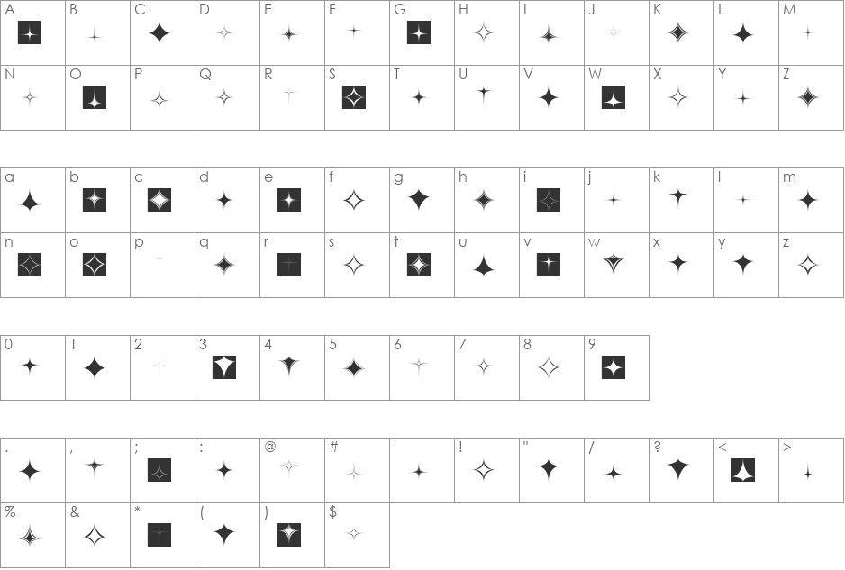 Daiyamondo font character map preview