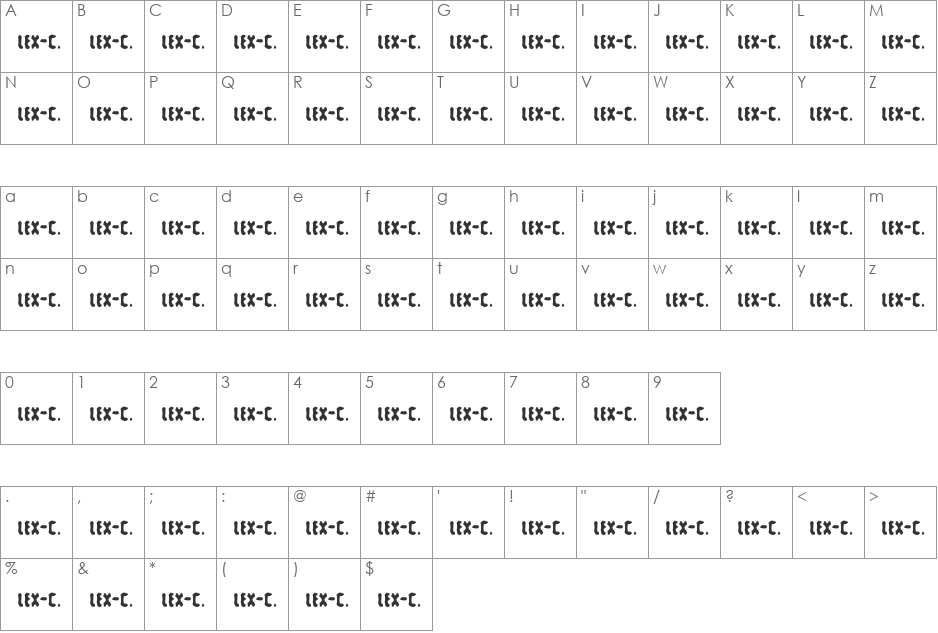 alienwarping font character map preview