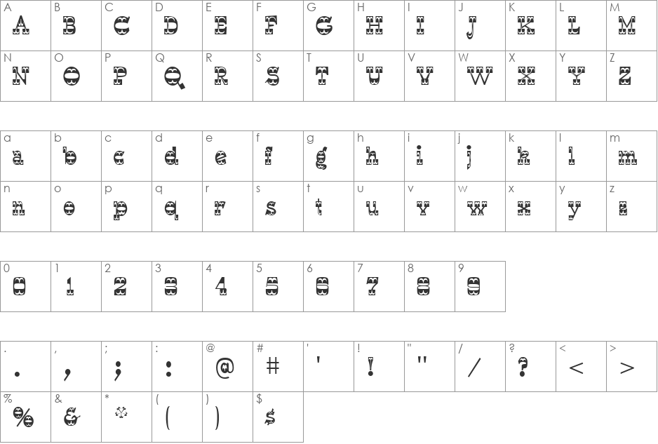 Dalton font character map preview
