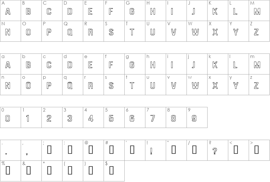 DAM font character map preview