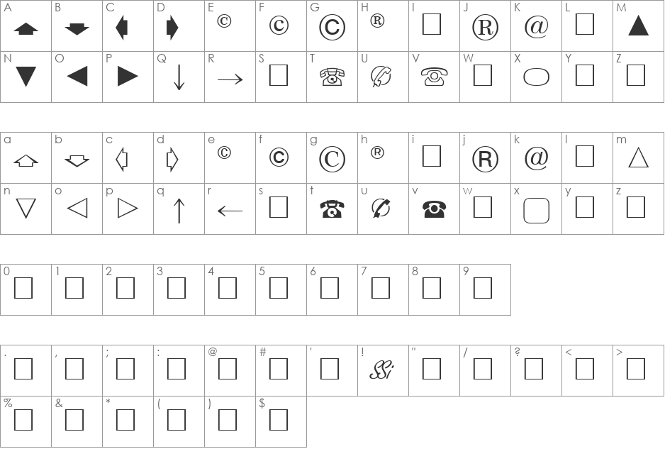 AbacusOneSSK font character map preview