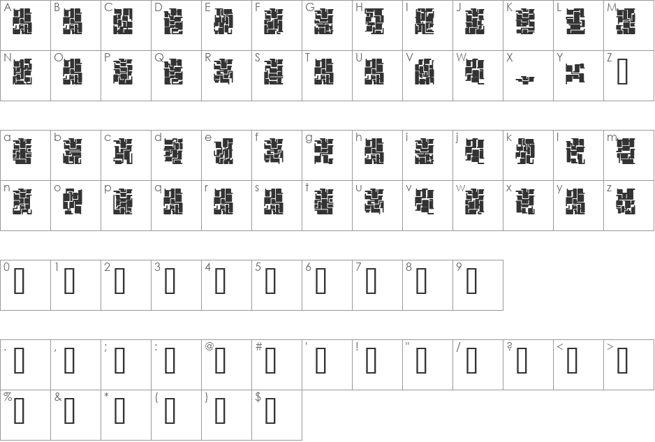 damara font character map preview