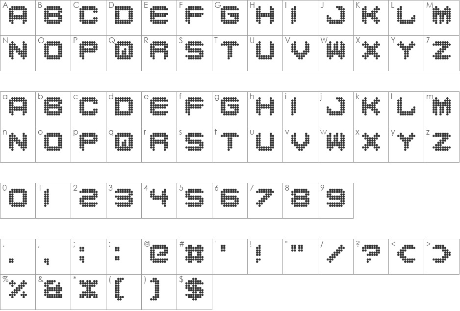 Dance Floor font character map preview