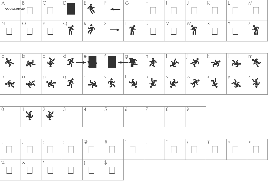 DanceFloor eXit font character map preview