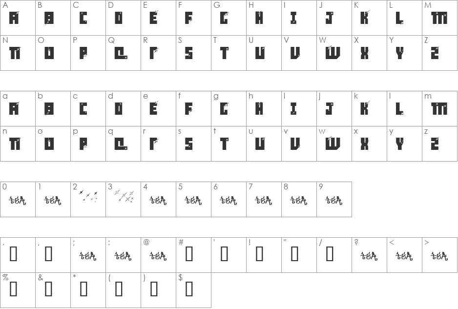 dancehall superstar font character map preview