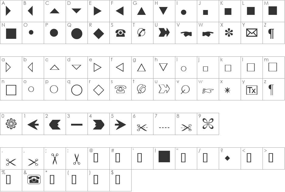 AbacusThreeSSK font character map preview