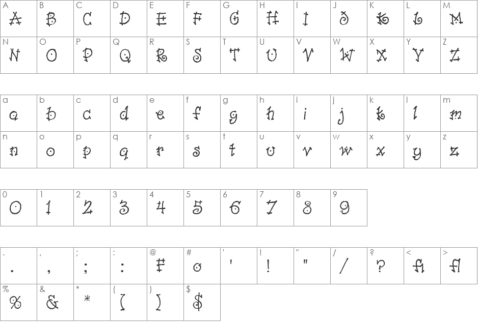 Dancin LET font character map preview