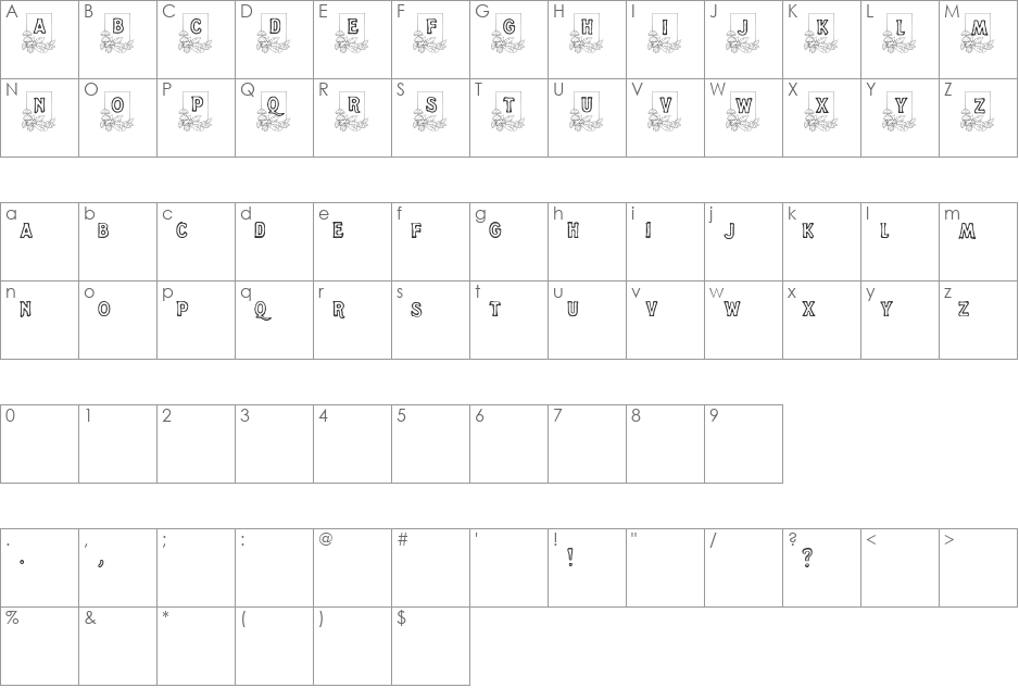 Dandelion font character map preview