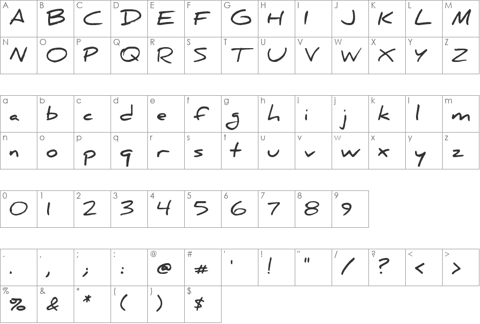 Daniel font character map preview