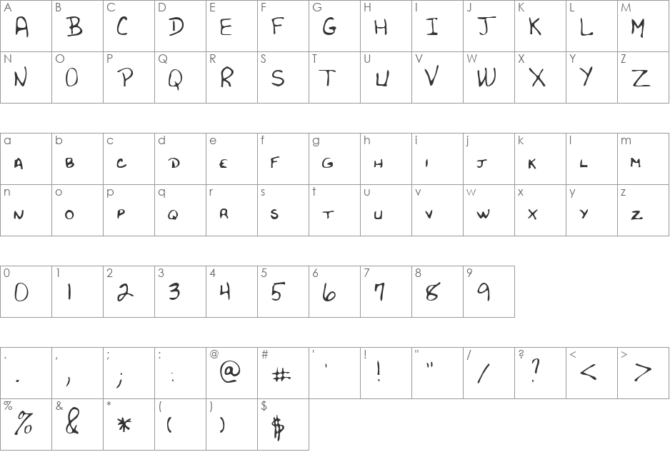 Daniel font character map preview