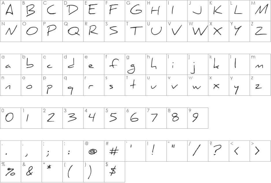 Daniel Black font character map preview