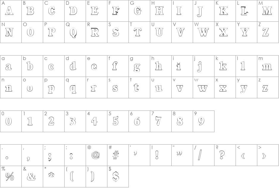 DanielBeckerOutline-ExtraBold font character map preview