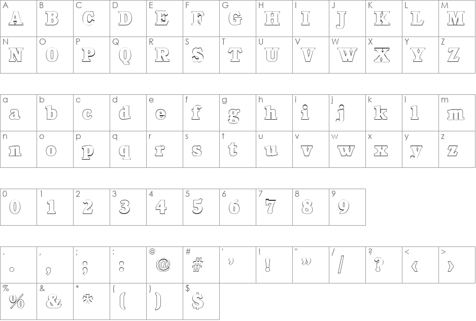 DanielBeckerOutline-Heavy font character map preview
