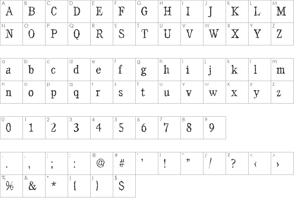 DanielBeckerRandom-Light font character map preview