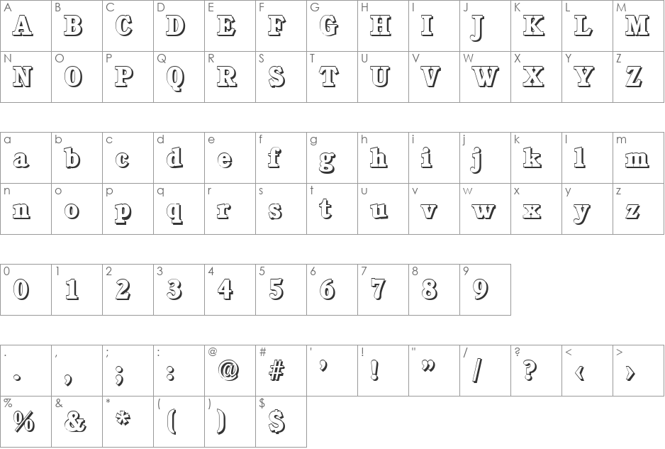 DanielBeckerShadow-ExtraBold font character map preview