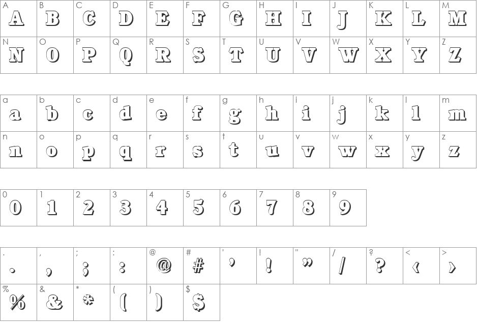 DanielBeckerShadow-Heavy font character map preview