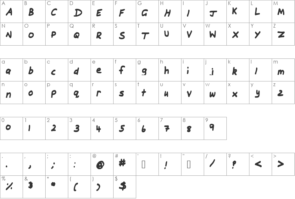 Daniel_BOLD font character map preview