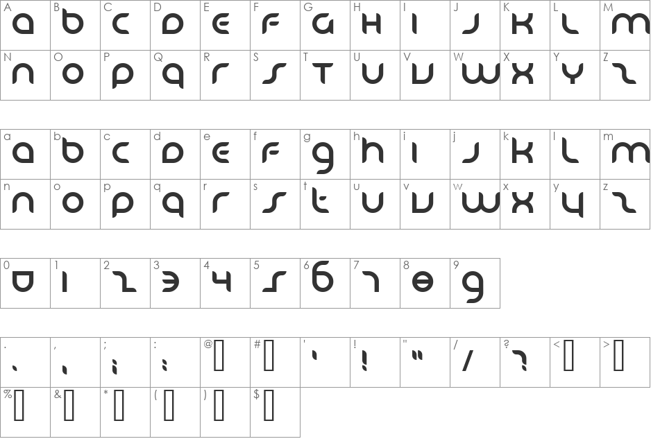 Danube font character map preview