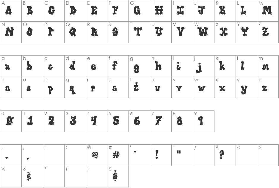 Dapa font character map preview