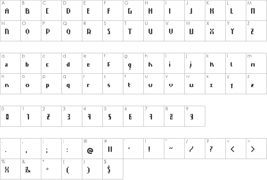 DAplakijtt font character map preview