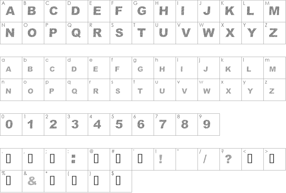 Dar Skin font character map preview