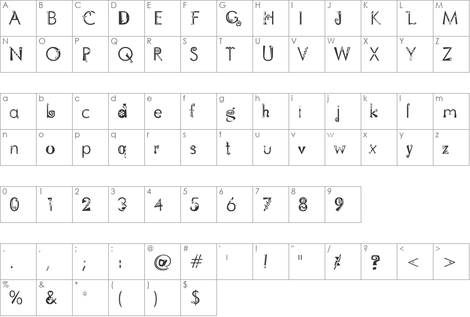 Dare 2 Differ font character map preview