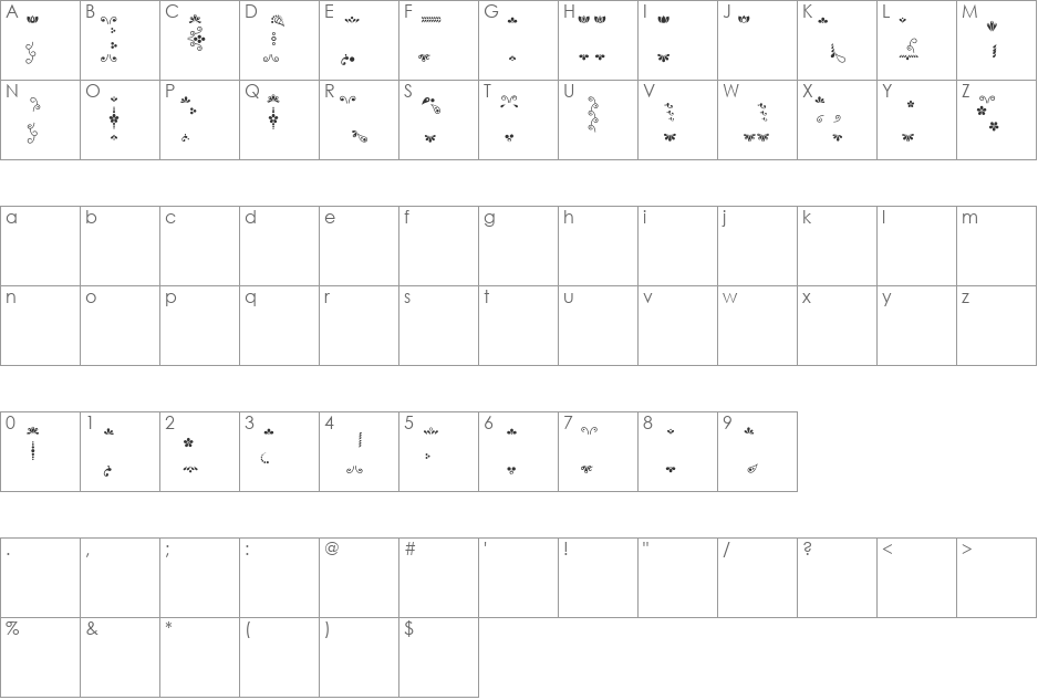 Darjeeling Ornaments font character map preview