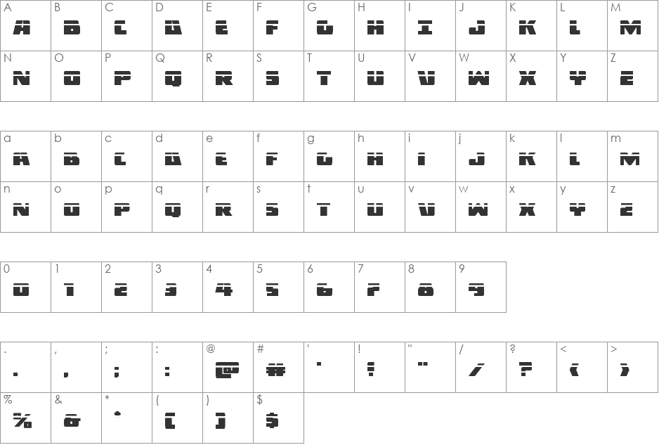 Dark Alliance Laser font character map preview