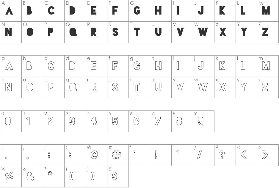 Dark Djanggo font character map preview