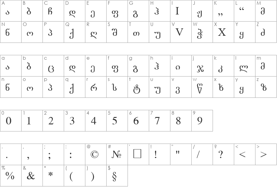 AliteraturuliL font character map preview