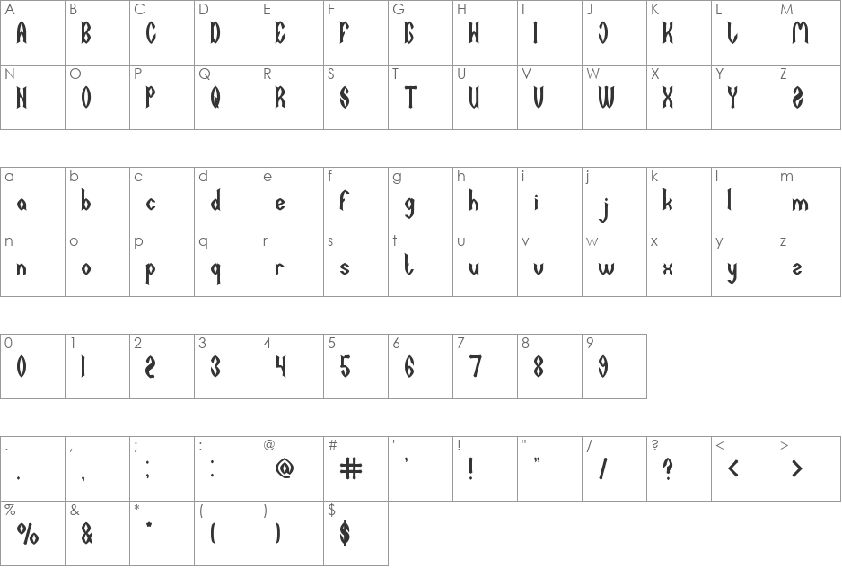 DARK EMPIRE font character map preview