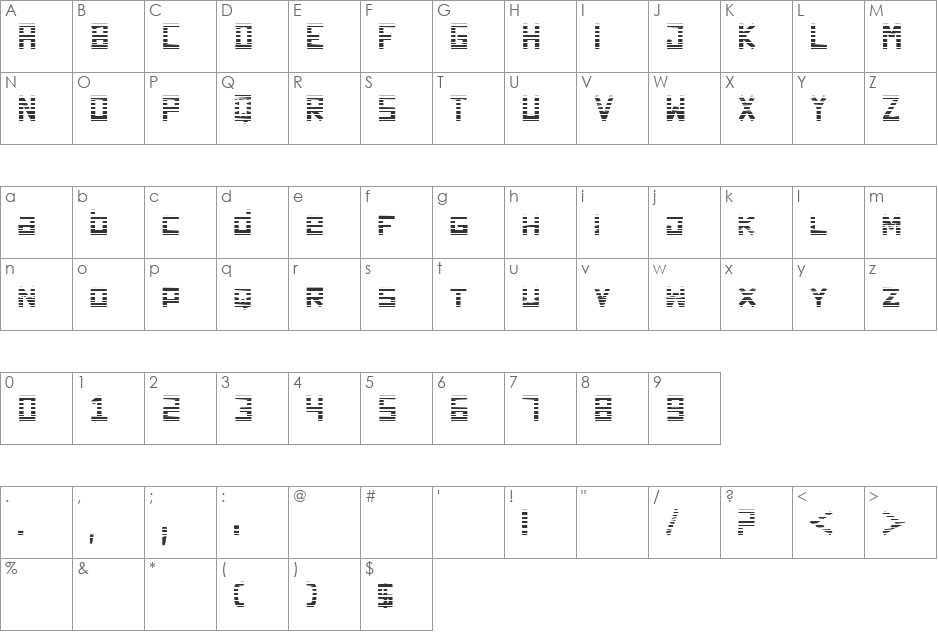 dark forest font character map preview