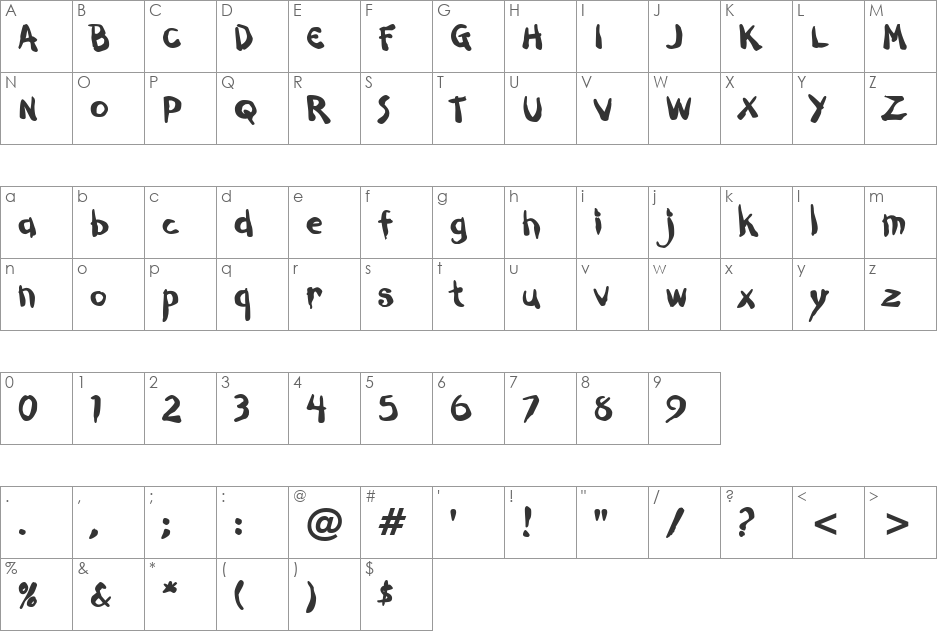 Dark Half BTN font character map preview