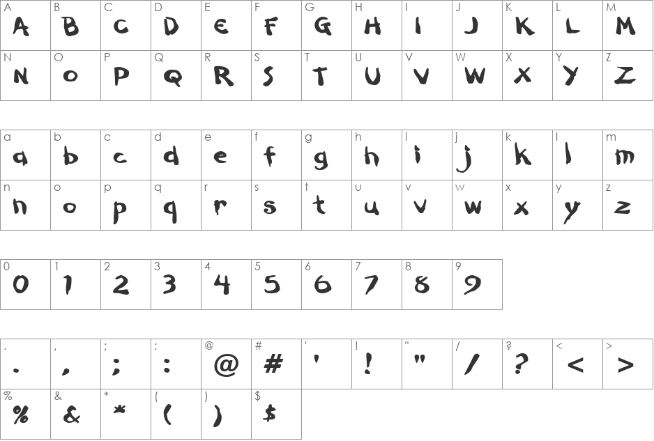 Dark Half BTN Ext font character map preview