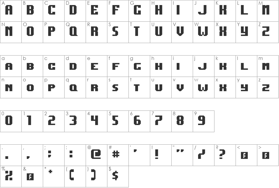 Dark Jubilee font character map preview