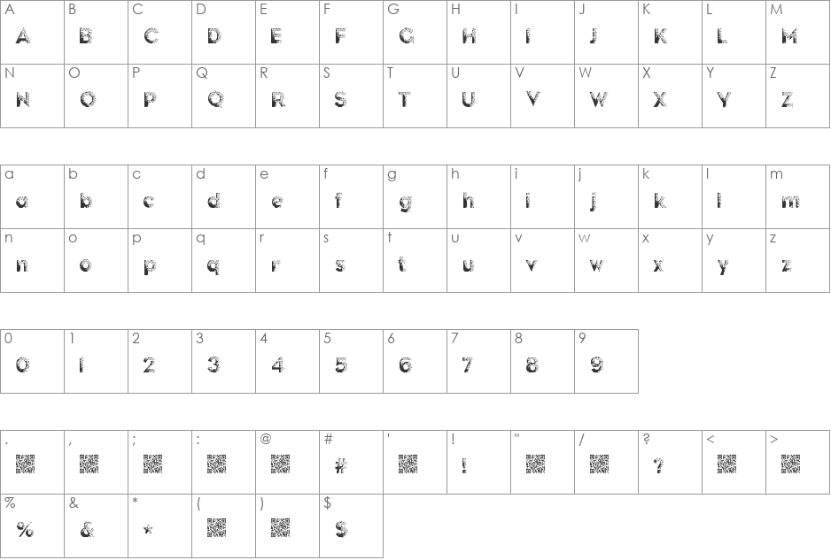 DarkPapers font character map preview