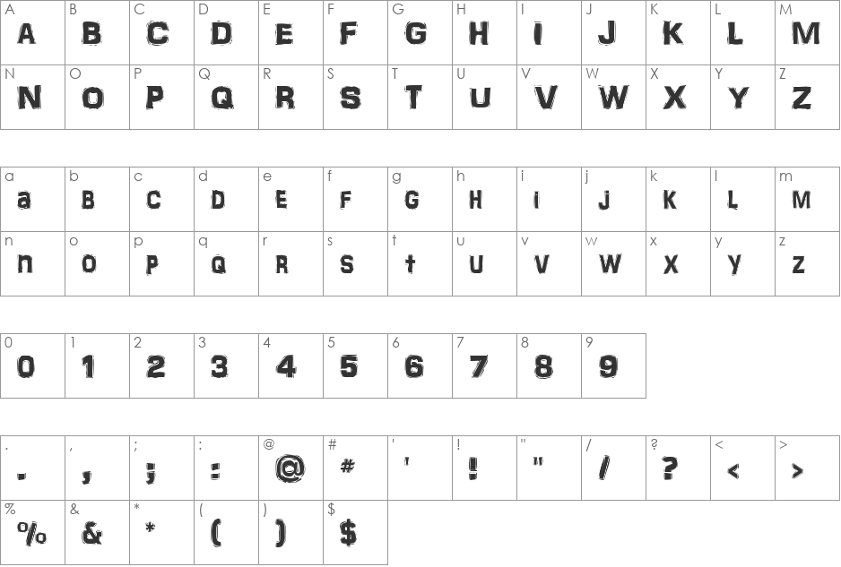 DARLING font character map preview
