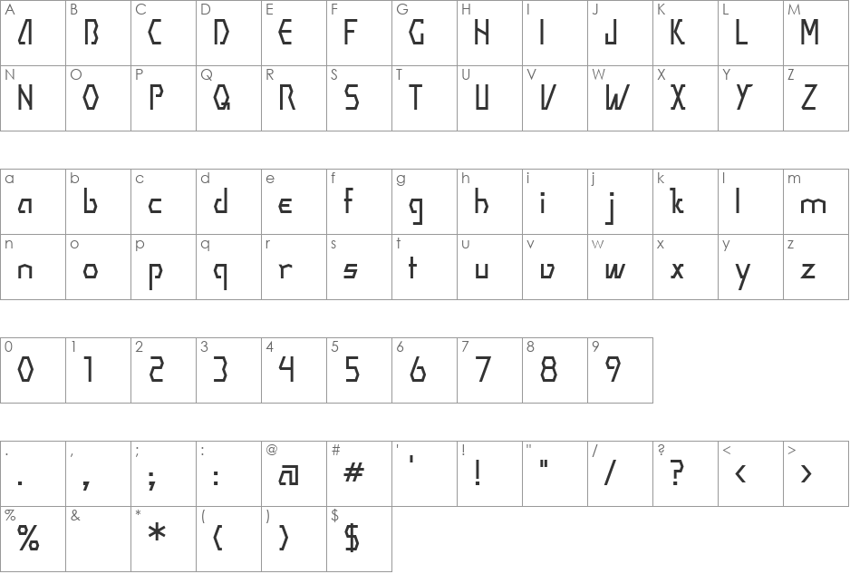 Darth Gonzo font character map preview