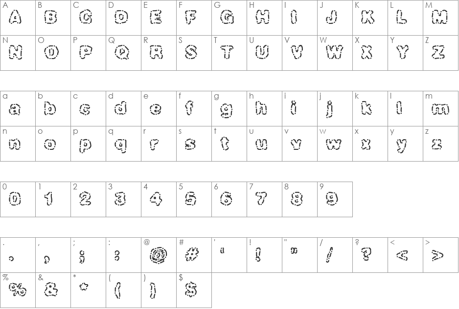 Dash Dot BRK font character map preview