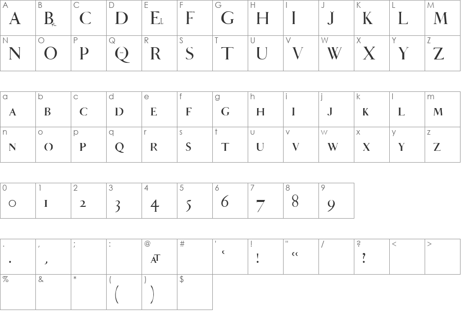 DasRoy font character map preview