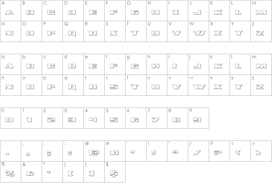 Dassault 3D font character map preview