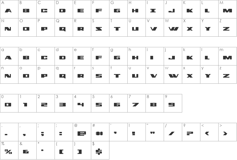 Dassault Outline Italic font character map preview