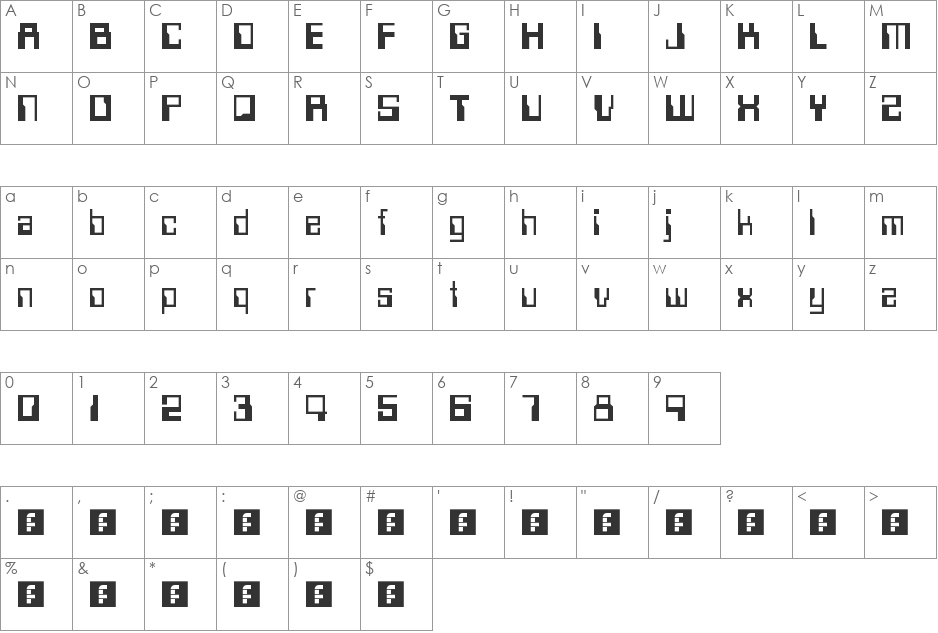 Data 70 plain 1 font character map preview