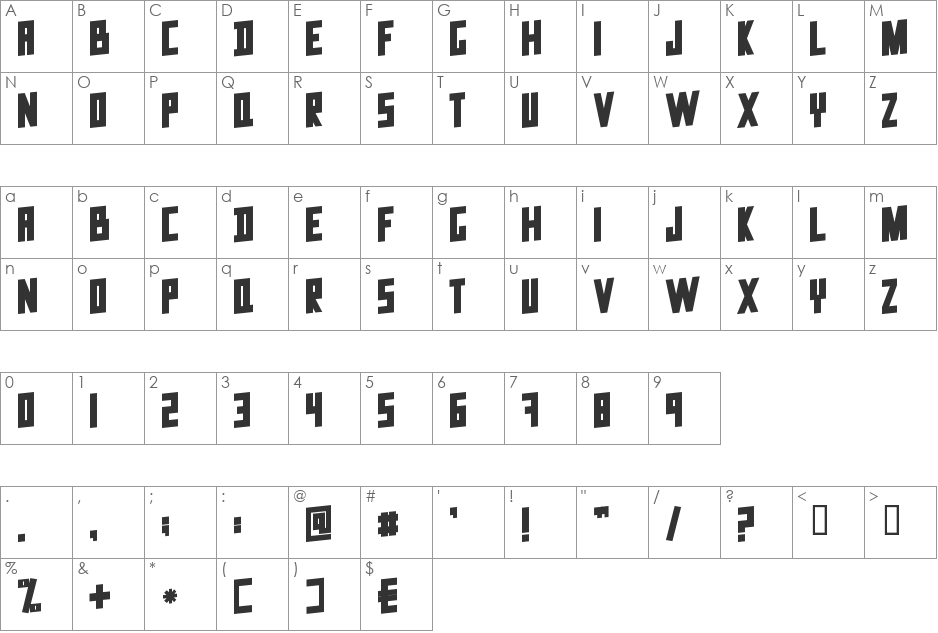 Data Trash font character map preview