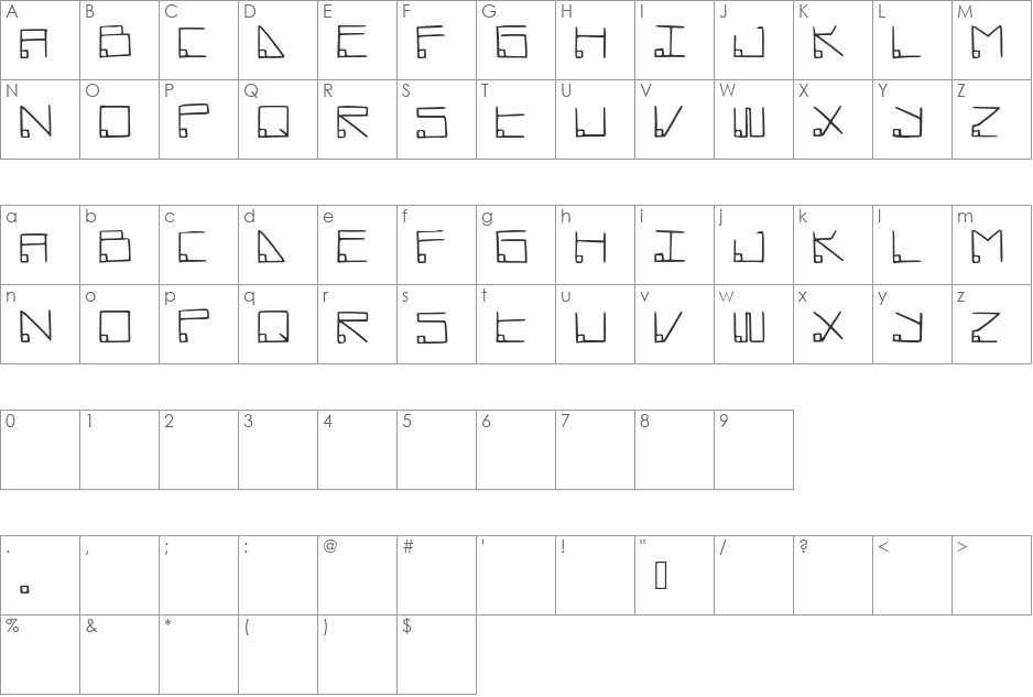 Datamost font character map preview
