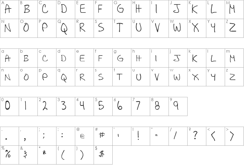 All Caps font character map preview