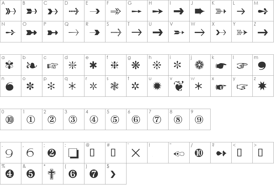 DataSymCDB font character map preview